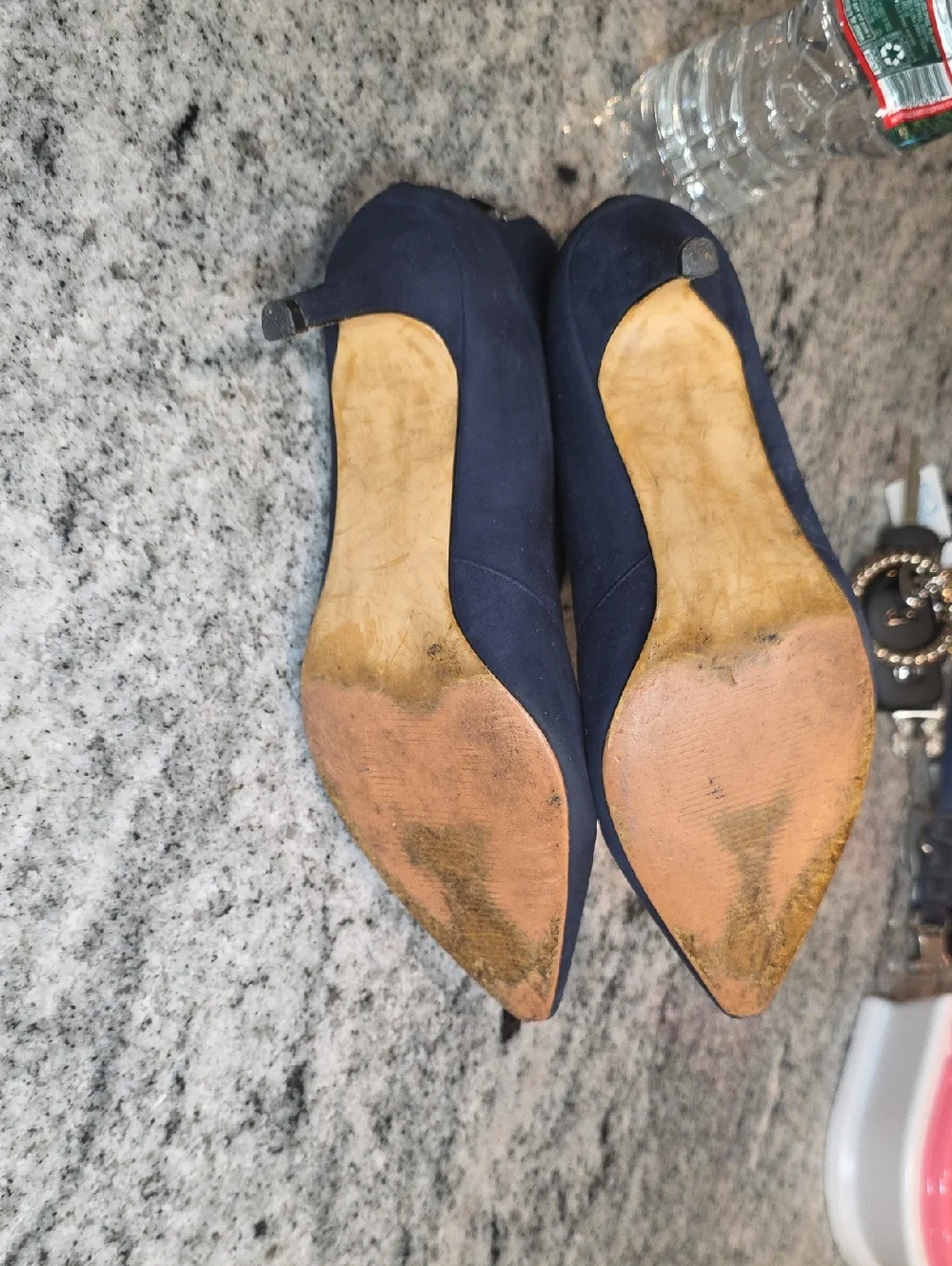 Lord & Taylor Navy Suede Pointed Ankle Booties - Picture 7 of 8